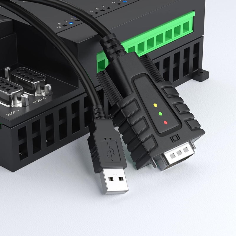 DriverGenius USB232A-B-A | USB to Serial RS232 DB9 Adapter Cable with 3 x LED Indicators – Compatible with Windows 11, macOS 15, Linux (3FT, Male/Male) - Image 2